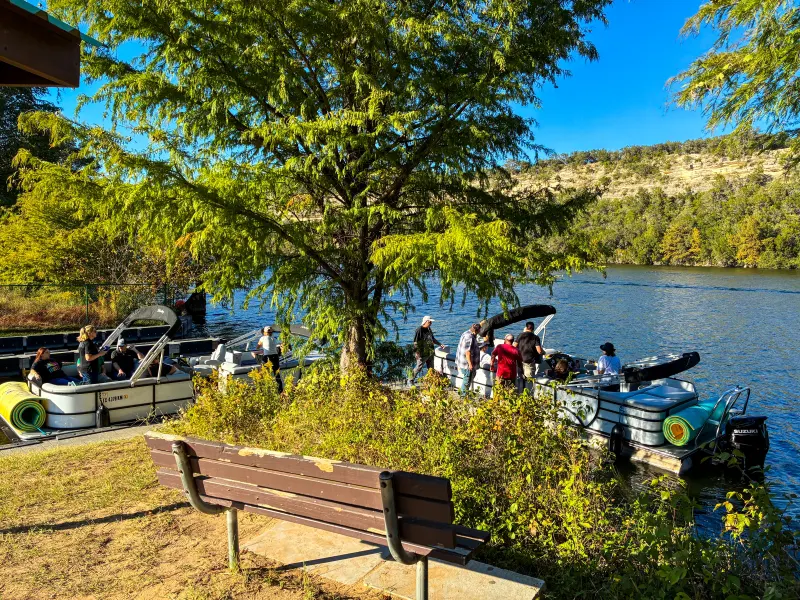 Lake Austin pontoon boat rental with captain Wake Riderz