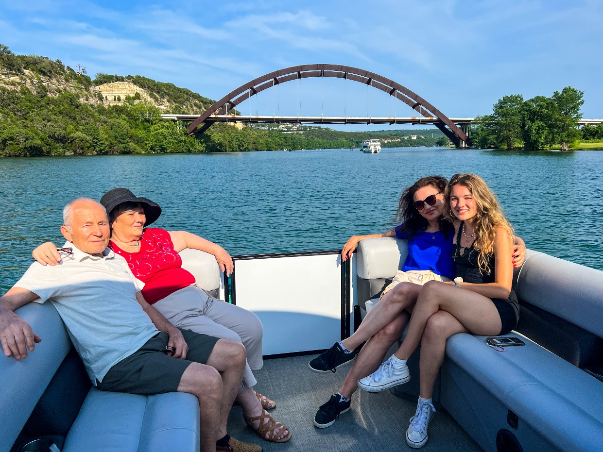 A family at Lake Austin