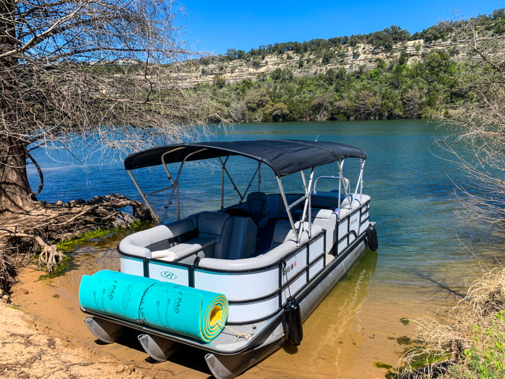 Lake Austin Party Boat Rentals with Full Sun Shading. 