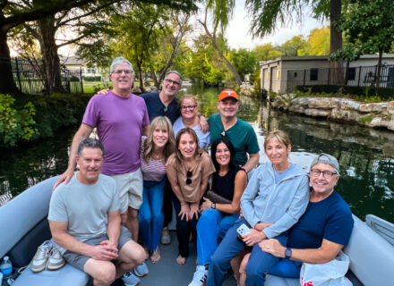 Family with captain on Wake Riderz pontoon rental Lake Austin TX