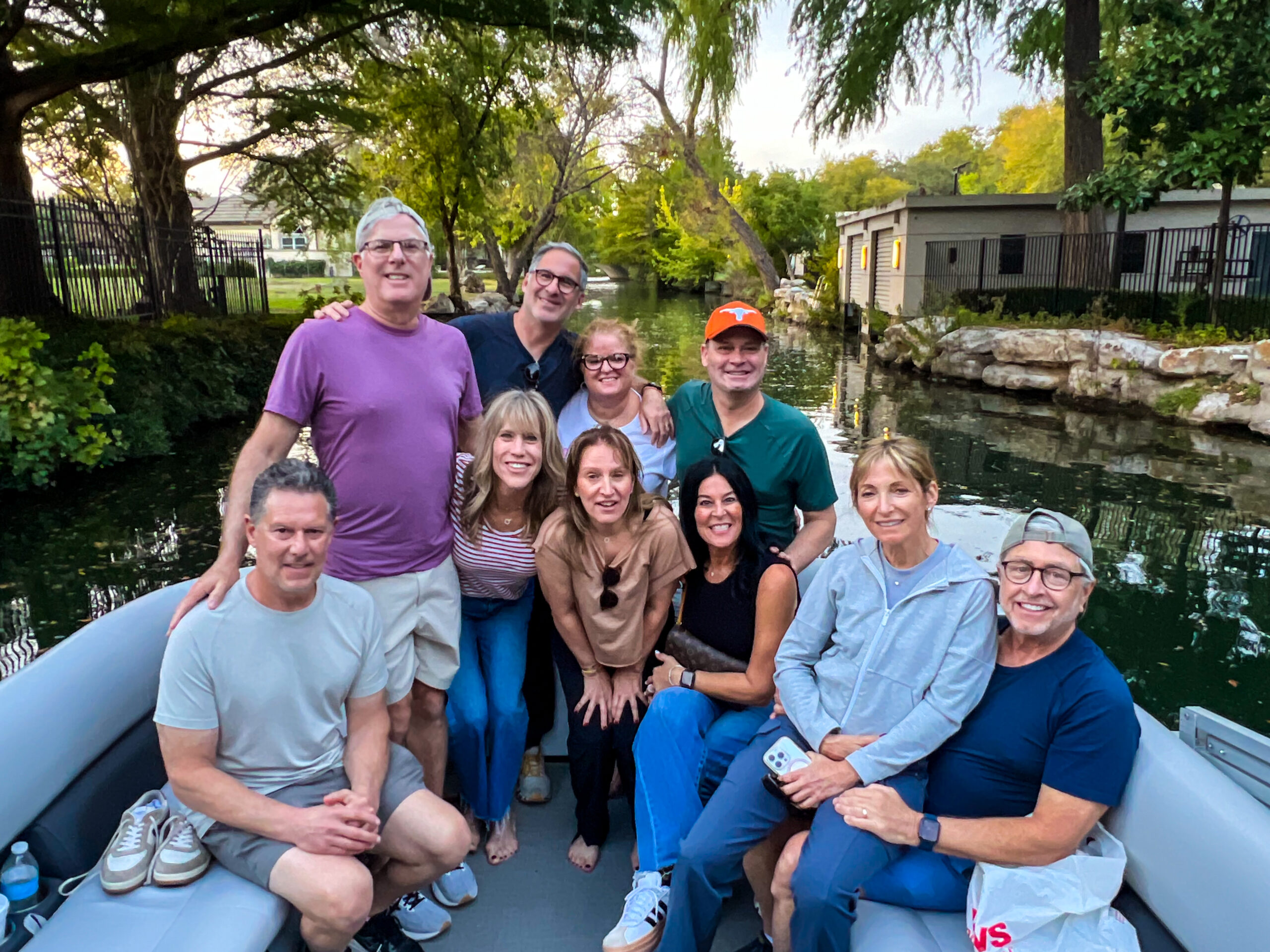 Family with captain on Wake Riderz pontoon rental Lake Austin TX