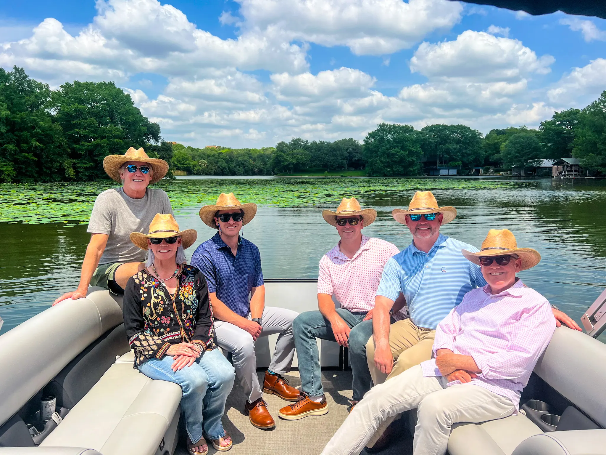 Wake Riderz corporate boat rentals on Lake Austin with scenic views