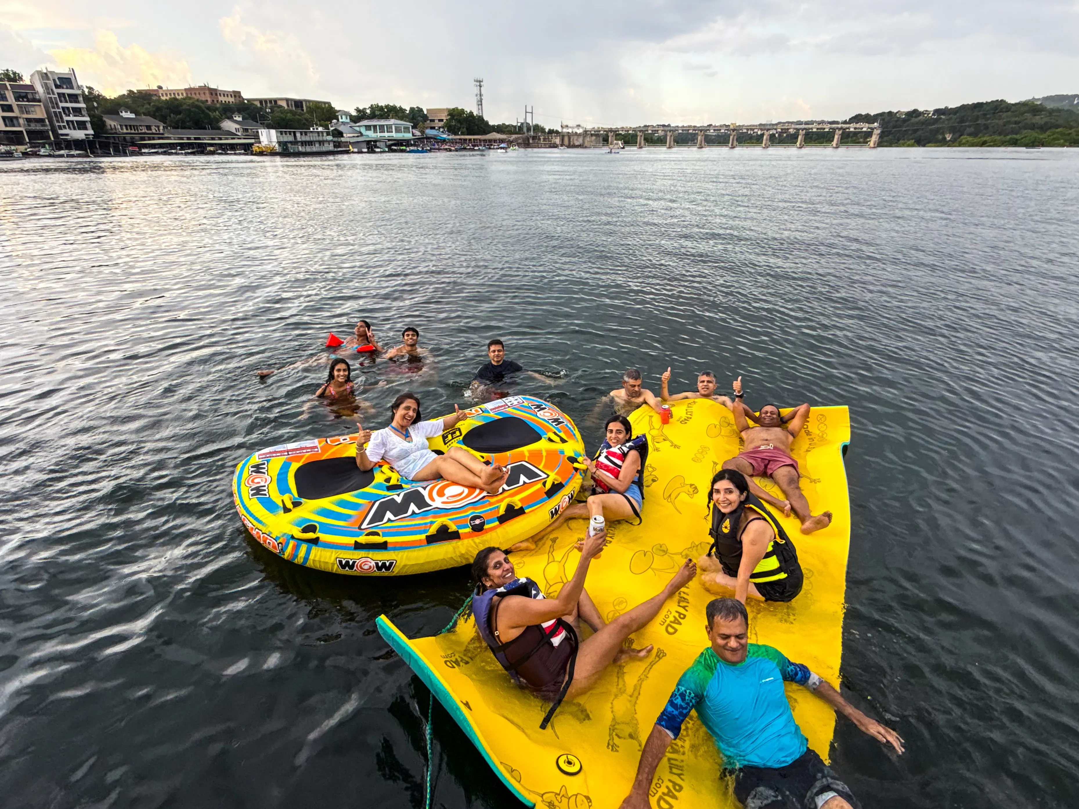 Passengers relaxing aboard a private captained birthday boat rental on Lake Austin