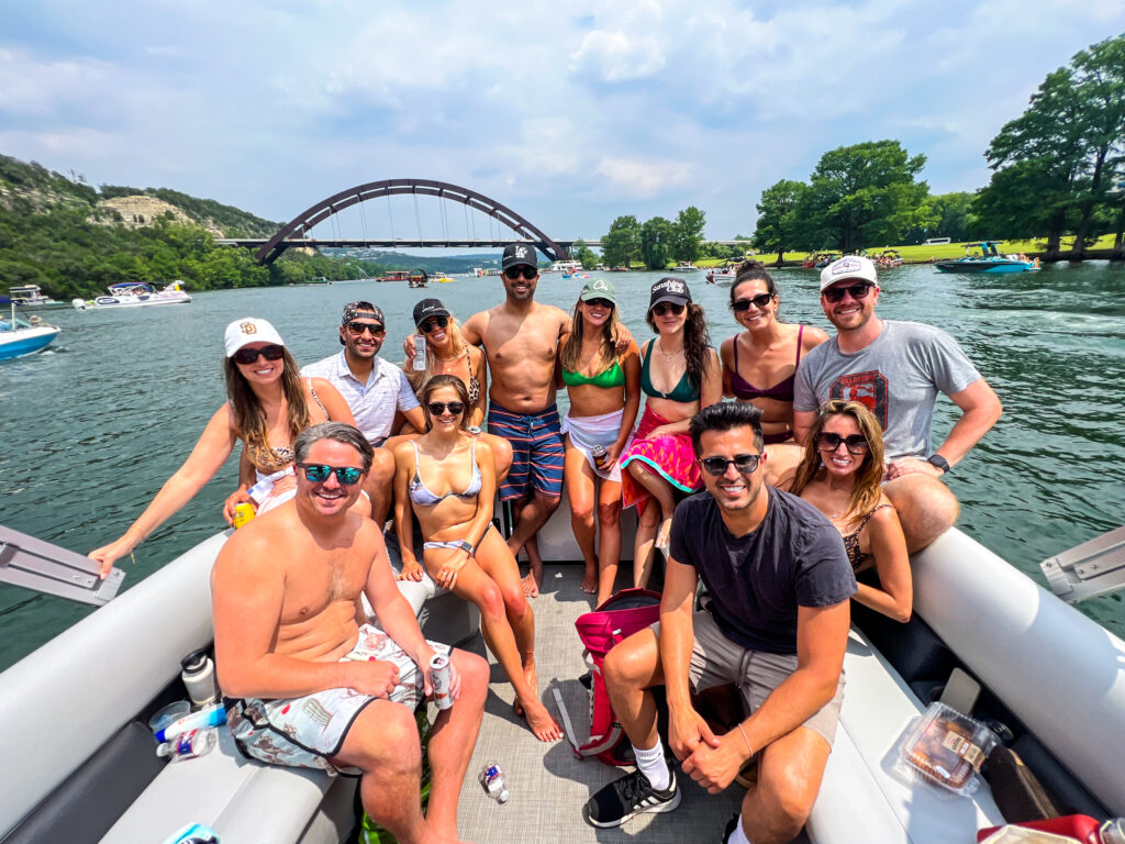 Celebrating with friends on a boat in Austin, Texas