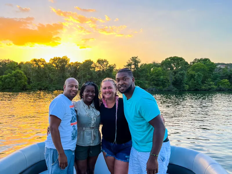 sunset boat cruise Lake Austin romantic evening